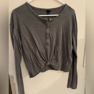 Wild Fable Gray Long Sleeve Knotted Top